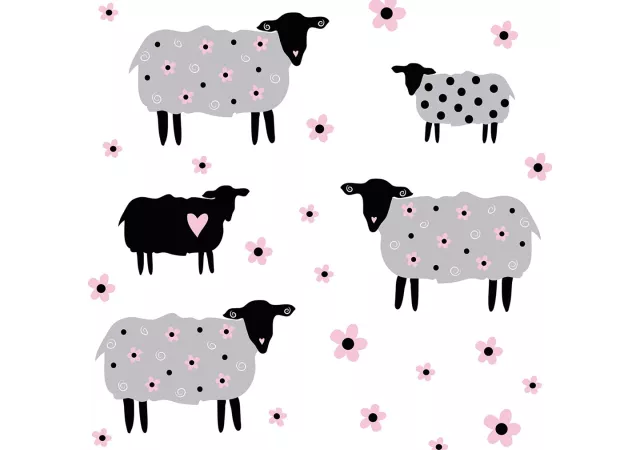 Servetten flower sheeps (33x33)