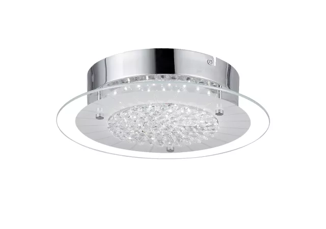 Plafondlamp 36cm rond glas/aluminium (Incl. LED)