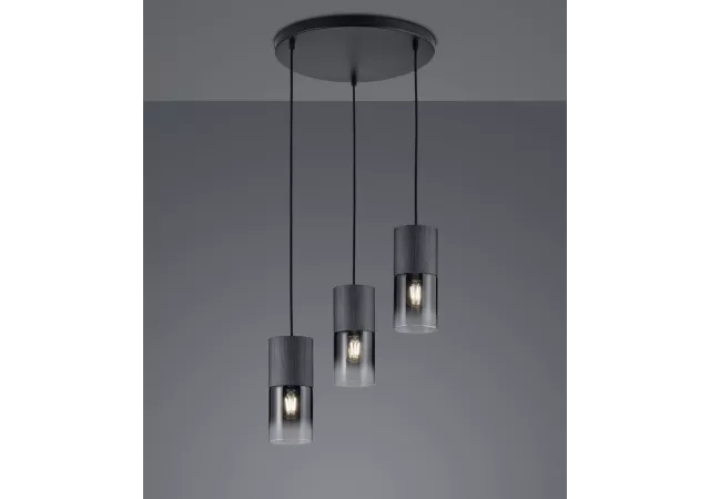 Hanglamp Robin-3 zwart/rookkleur (excl. Lamp)