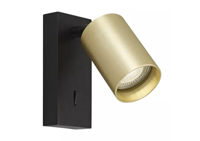 wandlamp zwart/goud met schakelaar excl. 1xLED