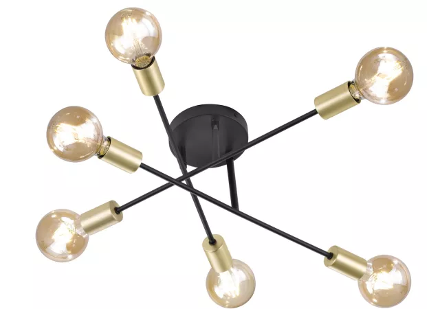 Plafondlamp Cross-6 zwart (excl. Lamp)