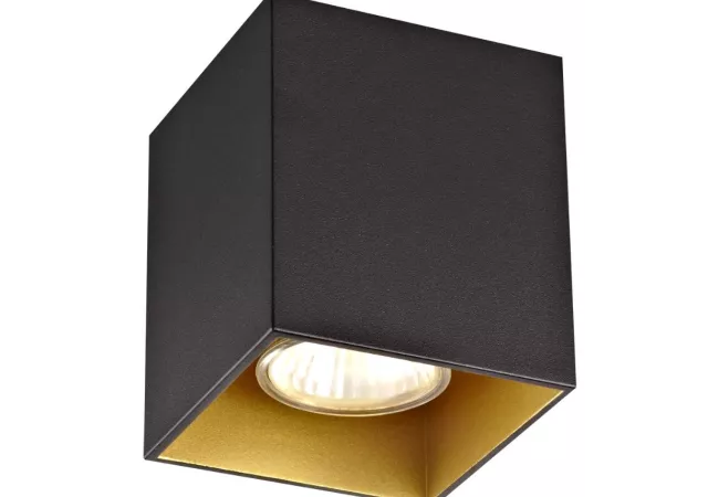 Plafondlamp zwart/goud kubus excl. LED