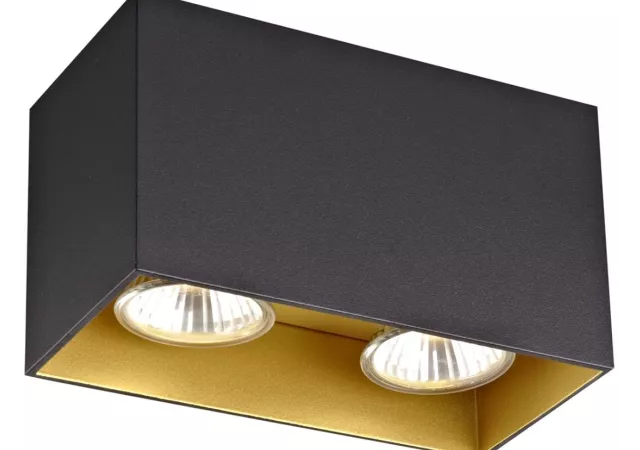 Plafondlamp zwart/goud balk excl. LED