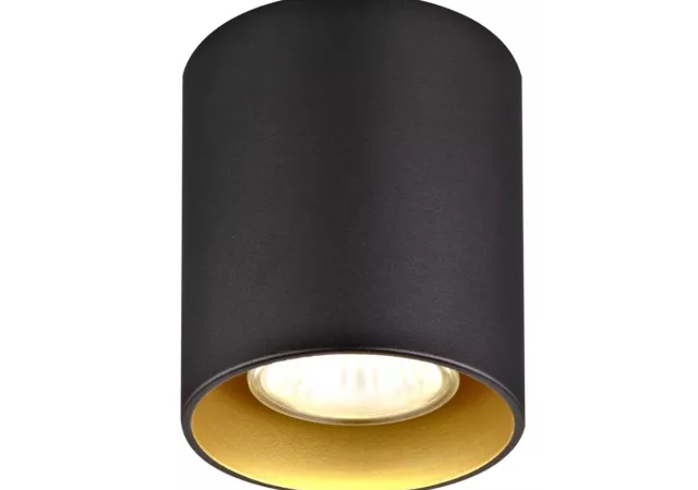 Plafondlamp zwart/goud rond excl. LED