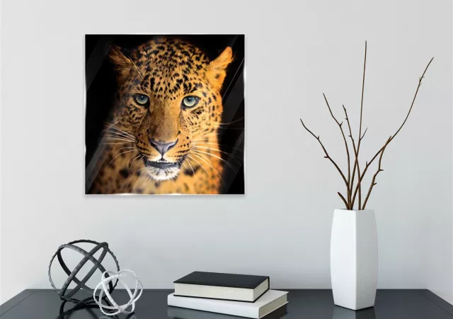 Glaskader leopard (30x30 cm)