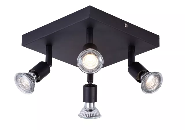 Plafondlamp 4L zwart (incl. led)