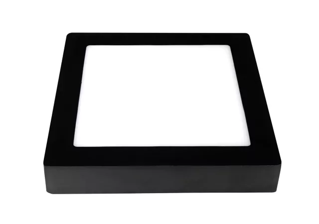 Wandlamp of plafondlamp 23,5cm  vierkant zwart (incl. LED)