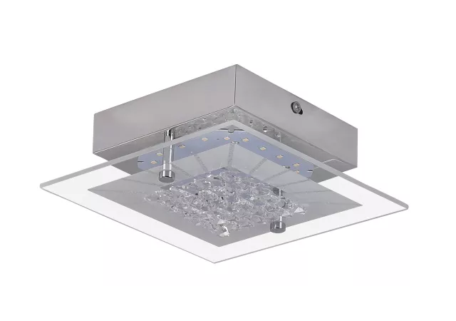 Plafondlamp 18cm vierkant glas/aluminium (Incl. LED)