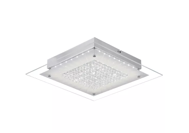 Plafondlamp 28cm vierkant glas/aluminium (Incl. LED)