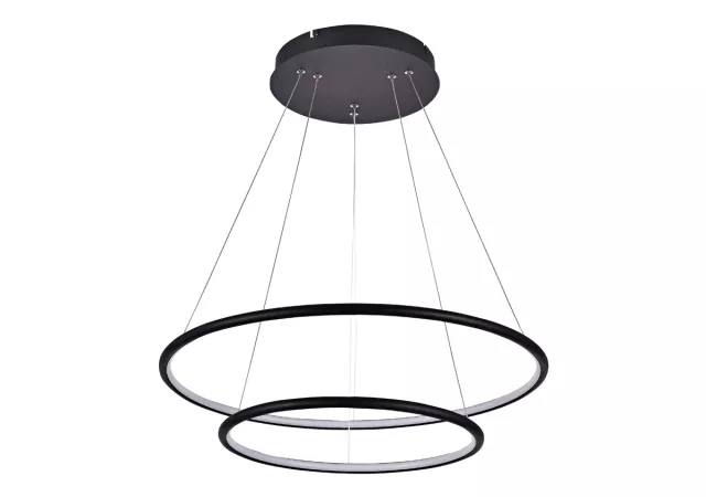 Hanglamp 2 ringen zwart (incl. LED) 60cm