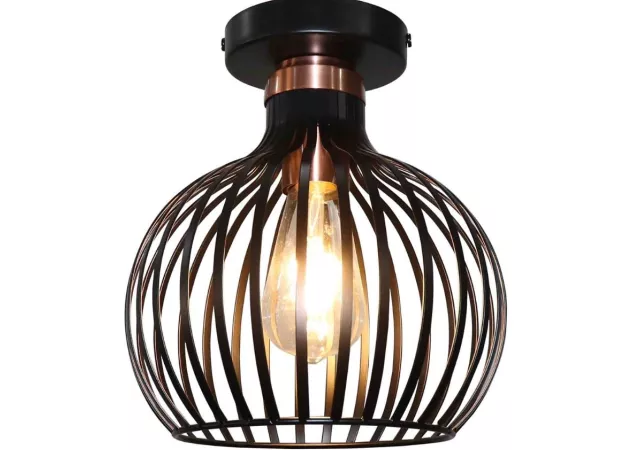 Plafondlamp zwart/koper Excl. LED