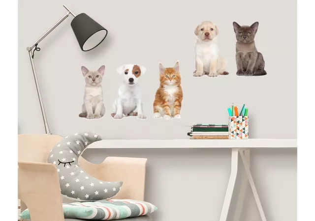 Muurstickers cute dogs and cats (50x70 cm)