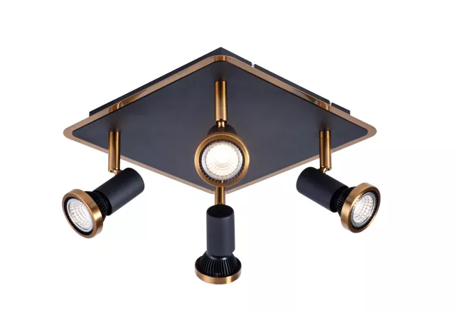 Plafondlamp 4L zwart/brons (incl. led)
